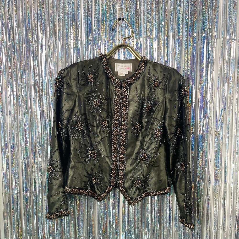 Vintage Silk Beaded Victoria Royal Blazer Jacket